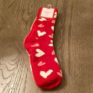 Fuzzy pink and red socks.  Super soft